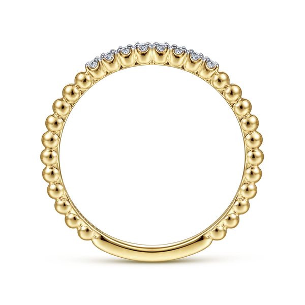 Gabriel & Co 14K Yellow Gold .05Ctw Diamond Bujukan Bead Stackable Ring Image 2 Bradley's Jewelers Jacksonville, NC