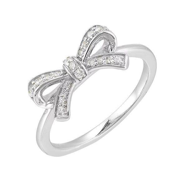 10K White Gold Diamond Bow Ring 1/7CTW Bradley's Jewelers Jacksonville, NC
