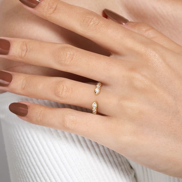 Gabriel & Co 14K Yellow Gold Bezel-Set Pear & Round Diamond Eternity Band – 0.49Ctw – Contemporary Collection Image 5 Bradley's Jewelers Jacksonville, NC