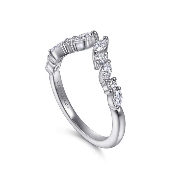 Gabriel & Co 14K White Gold Prong-Set Marquise & Round Diamond Open Band – 0.48Ctw – Contemporary Collection Image 3 Bradley's Jewelers Jacksonville, NC