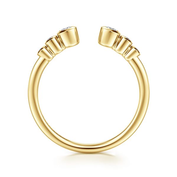 Gabriel & Co 14K Yellow Gold Bezel-Set Round Diamond Open Band – Contemporary Collection Image 2 Bradley's Jewelers Jacksonville, NC