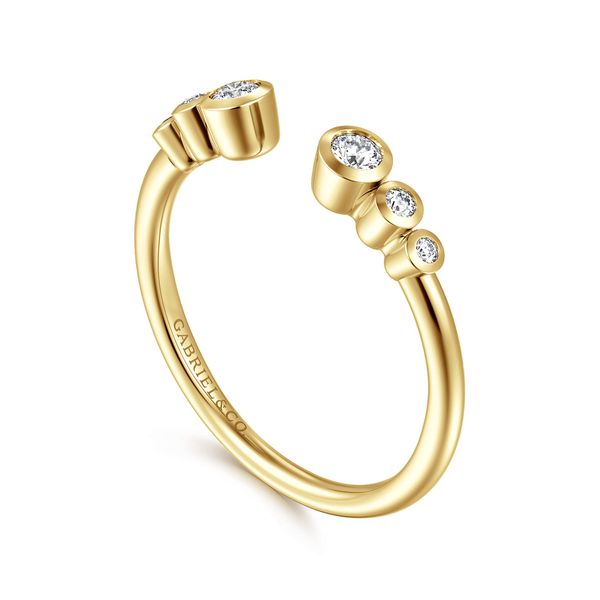 Gabriel & Co 14K Yellow Gold Bezel-Set Round Diamond Open Band – Contemporary Collection Image 3 Bradley's Jewelers Jacksonville, NC