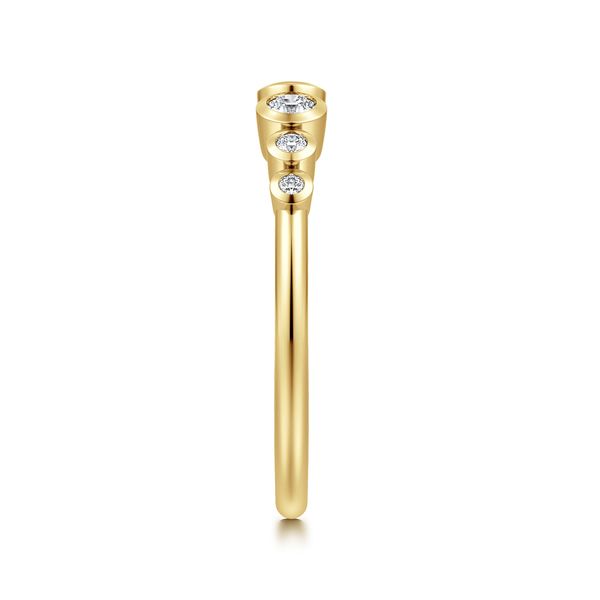 Gabriel & Co 14K Yellow Gold Bezel-Set Round Diamond Open Band – Contemporary Collection Image 4 Bradley's Jewelers Jacksonville, NC