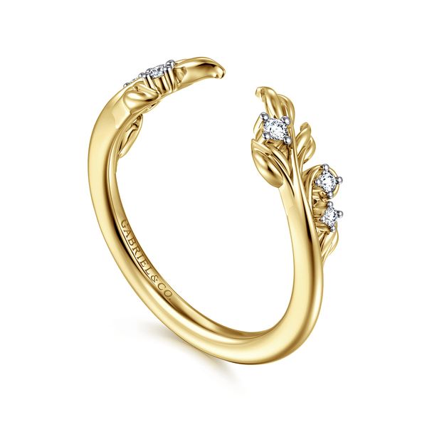 Gabriel & Co 14K Yellow Gold Floral Diamond Band – Contemporary Collection Image 3 Bradley's Jewelers Jacksonville, NC
