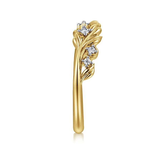 Gabriel & Co 14K Yellow Gold Floral Diamond Band – Contemporary Collection Image 4 Bradley's Jewelers Jacksonville, NC