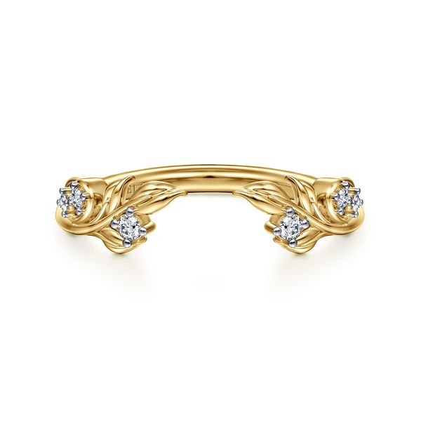 Gabriel & Co 14K Yellow Gold Floral Diamond Band – Contemporary Collection Bradley's Jewelers Jacksonville, NC