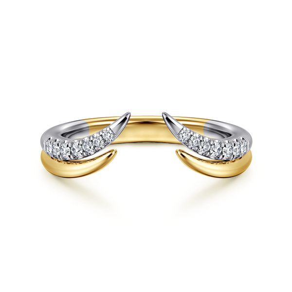 Gabriel & Co Curved 14K Two-Tone Gold U-Setting Diamond Band – Contemporary Collection Bradley's Jewelers Jacksonville, NC