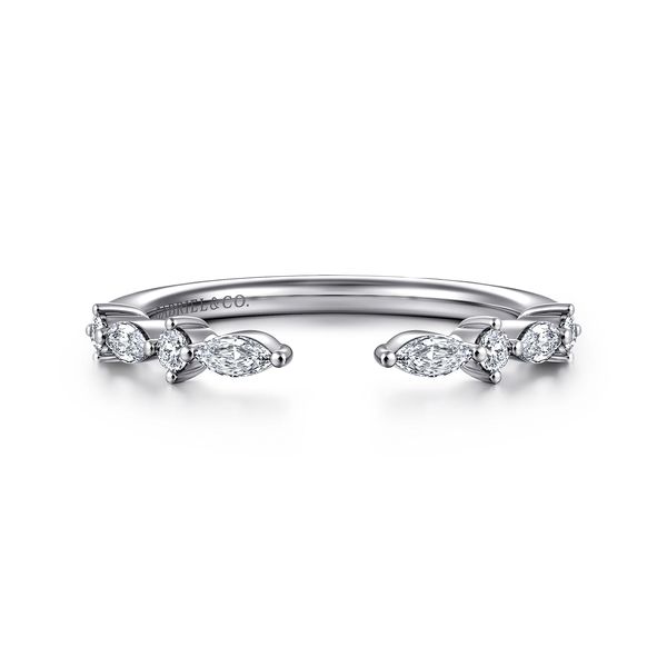 Gabriel & Co 14K White Gold Marquise & Round Diamond Band – Contemporary Collection Bradley's Jewelers Jacksonville, NC