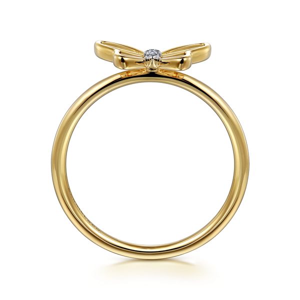 Gabriel & Co 14K Yellow Gold Diamond Cut Butterfly Ring .03 CTW Contemporary Collection Image 2 Bradley's Jewelers Jacksonville, NC