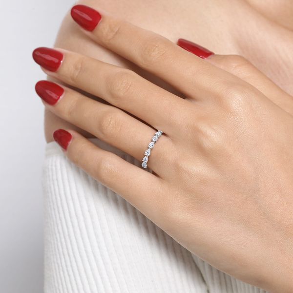 Gabriel & Co 14K White Gold East-West Pear Shape Diamond Ring .66 CTW Contemporary Collection Image 5 Bradley's Jewelers Jacksonville, NC