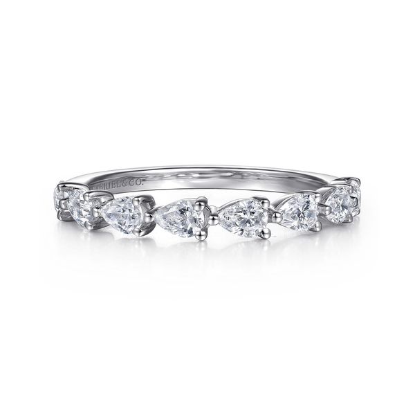 Gabriel & Co 14K White Gold East-West Pear Shape Diamond Ring .66 CTW Contemporary Collection Bradley's Jewelers Jacksonville, NC