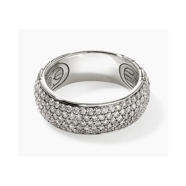 John Hardy Essentials Silver Diamond Pave Ring 1.07CTW 7MM Bradley's Jewelers Jacksonville, NC