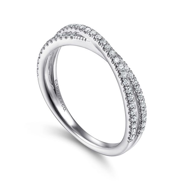 Gabriel & Co 14K White Gold Diamond Criss Cross Stackable Fashion Ring .28 CTW Image 3 Bradley's Jewelers Jacksonville, NC