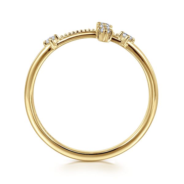 Gabriel & Co 14K Yellow Gold Diamond Sideways Cross Fashion Ring .07 CTW Size 6.5 Image 2 Bradley's Jewelers Jacksonville, NC