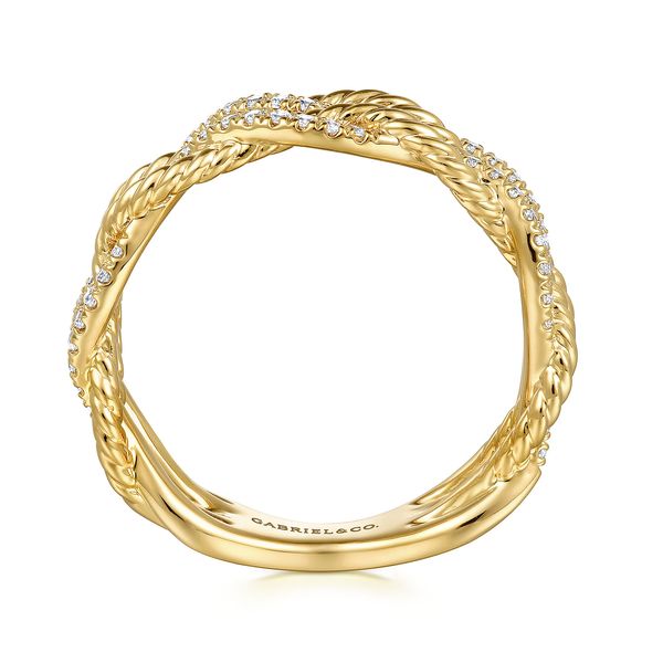 Gabriel & Co 14K Yellow Gold Diamond Twisted Band Fashion Ring .32 CTW Hampton Collection Image 2 Bradley's Jewelers Jacksonville, NC