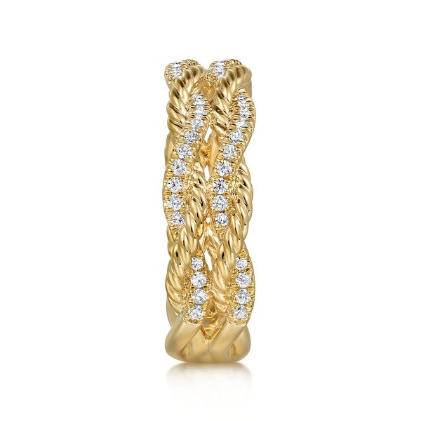 Gabriel & Co 14K Yellow Gold Diamond Twisted Band Fashion Ring .32 CTW Hampton Collection Image 4 Bradley's Jewelers Jacksonville, NC