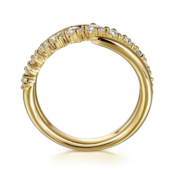 Gabriel & Co 14K Yellow Gold Diamond Graduated Bypass Fashion Ring .51 CTW Contemporary Collection Image 2 Bradley's Jewelers Jacksonville, NC