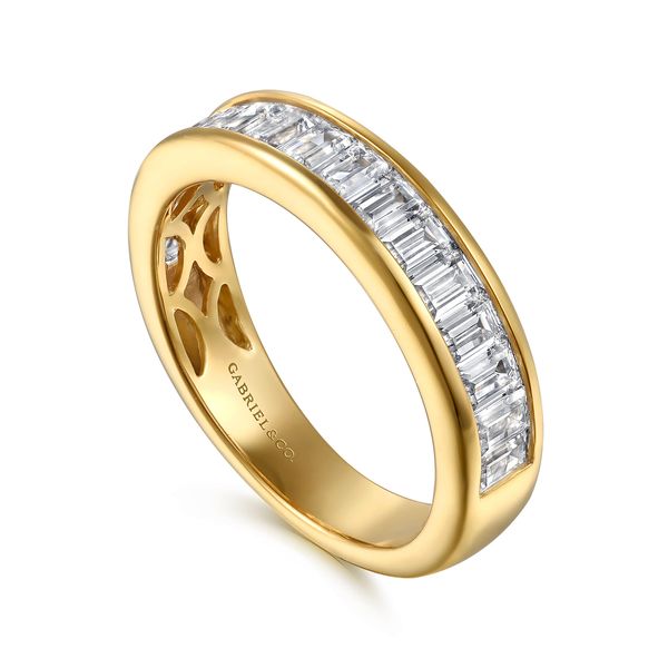 Gabriel & Co 14K Yellow Gold Channel Baguette Diamond Band 1.26 CTW Contemporary Collection Image 3 Bradley's Jewelers Jacksonville, NC