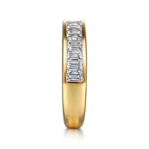 Gabriel & Co 14K Yellow Gold Channel Baguette Diamond Band 1.26 CTW Contemporary Collection Image 4 Bradley's Jewelers Jacksonville, NC