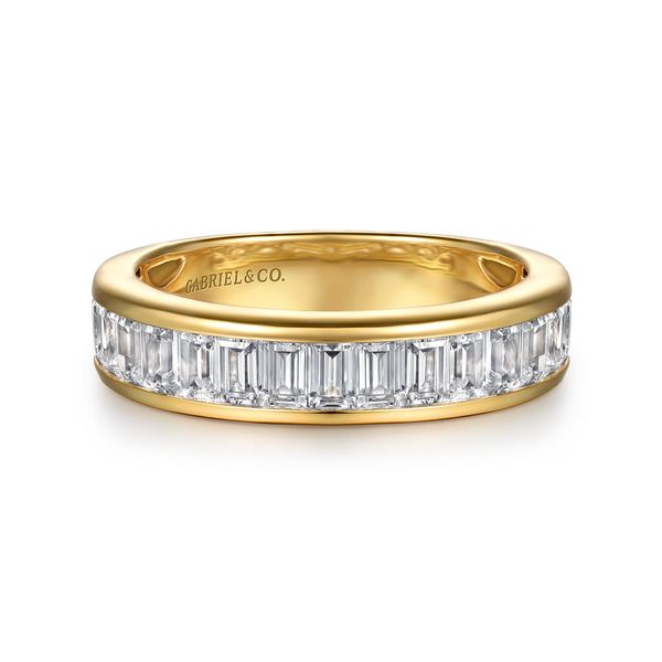 Gabriel & Co 14K Yellow Gold Channel Baguette Diamond Band 1.26 CTW Contemporary Collection Bradley's Jewelers Jacksonville, NC