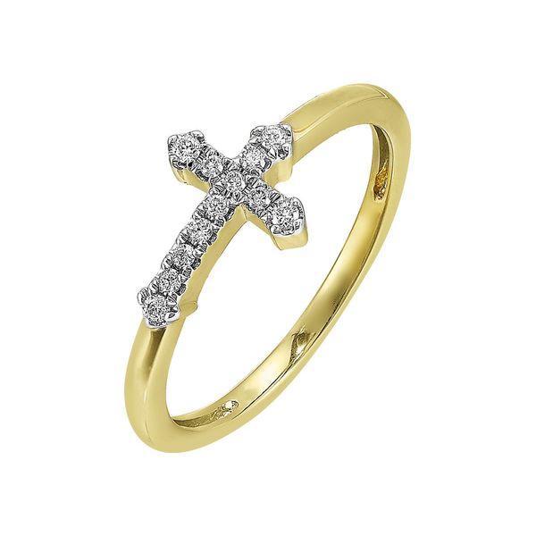 14K Yellow Gold Diamond Cross Ring – 0.10 CTW Image 2 Bradley's Jewelers Jacksonville, NC