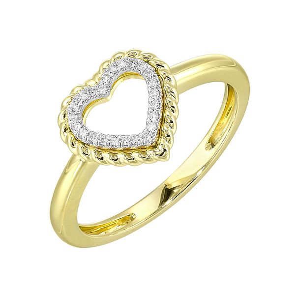 14K Yellow Gold Diamond Heart Ring – 0.05 CTW Image 2 Bradley's Jewelers Jacksonville, NC