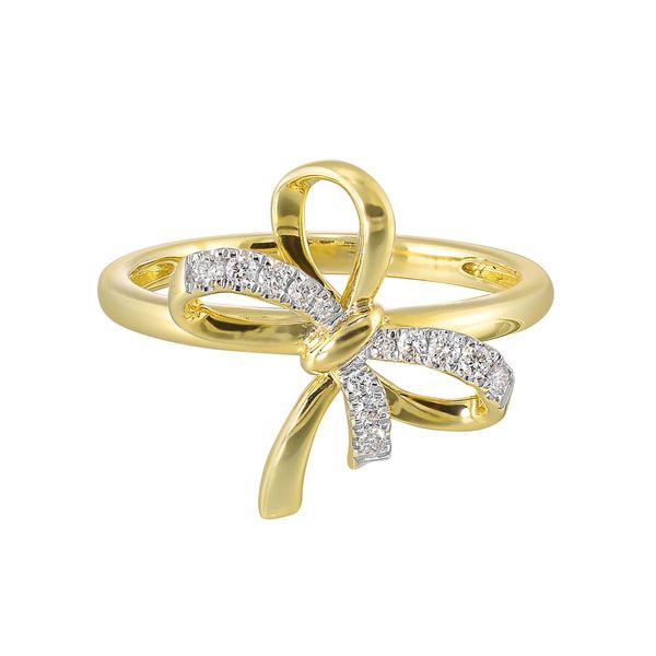 14K Yellow Gold Diamond Double Knot Bow Ring 0.10 CTW Image 2 Bradley's Jewelers Jacksonville, NC