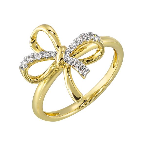 14K Yellow Gold Diamond Double Knot Bow Ring 0.10 CTW Bradley's Jewelers Jacksonville, NC