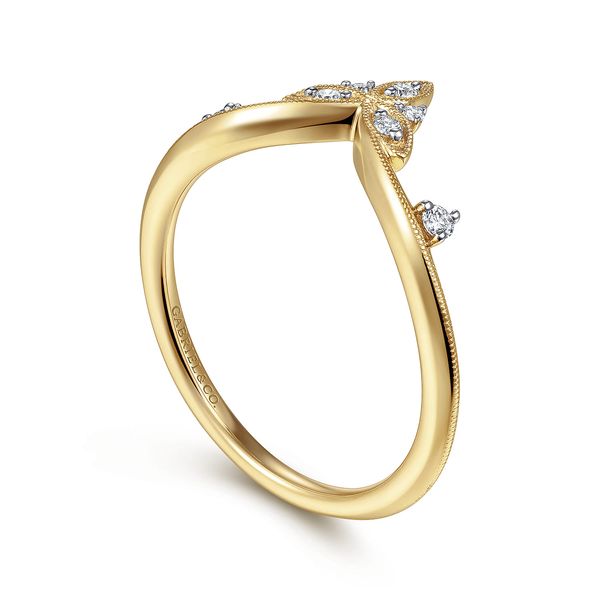 Gabriel & Co 14K Yellow Gold Chevron Diamond Ring .09 CTW Kaslique Collection Image 3 Bradley's Jewelers Jacksonville, NC
