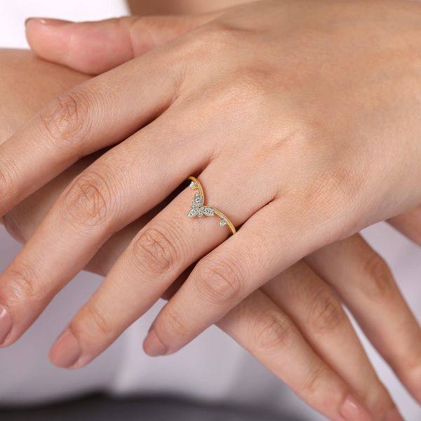 Gabriel & Co 14K Yellow Gold Chevron Diamond Ring .09 CTW Kaslique Collection Image 5 Bradley's Jewelers Jacksonville, NC