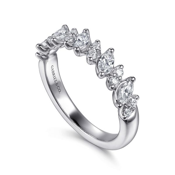 Gabriel & Co. 14K White Gold .72 CTW Marquise and Round Diamond Anniversary Band Image 5 Bradley's Jewelers Jacksonville, NC
