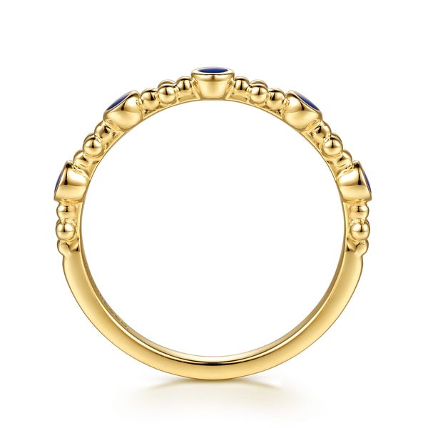 Gabriel & Co. 14K Yellow Gold Blue Enamel Bujukan Stackable Ring Image 2 Bradley's Jewelers Jacksonville, NC