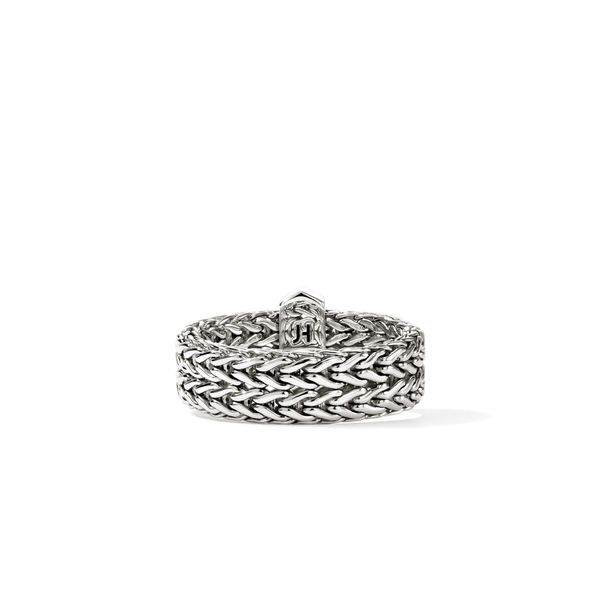 John Hardy Icon Link Silver Diamond Pave Band Ring .16CTW Image 2 Bradley's Jewelers Jacksonville, NC