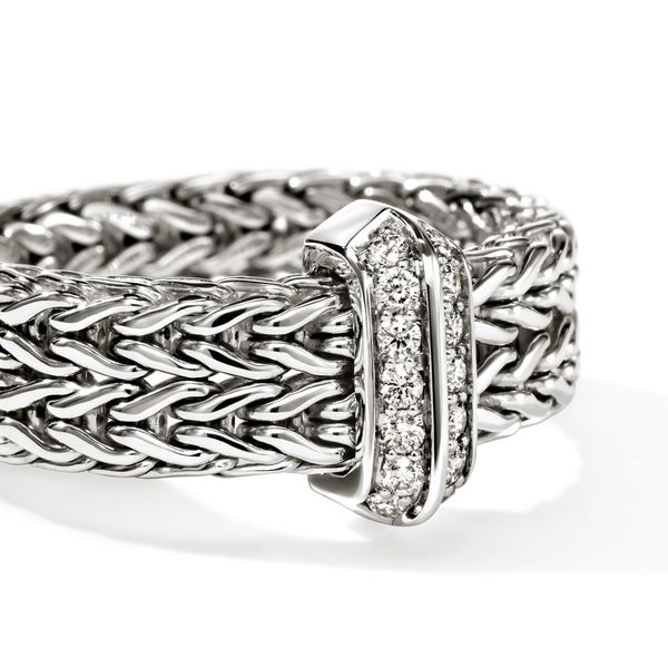 John Hardy Icon Link Silver Diamond Pave Band Ring .16CTW Image 3 Bradley's Jewelers Jacksonville, NC