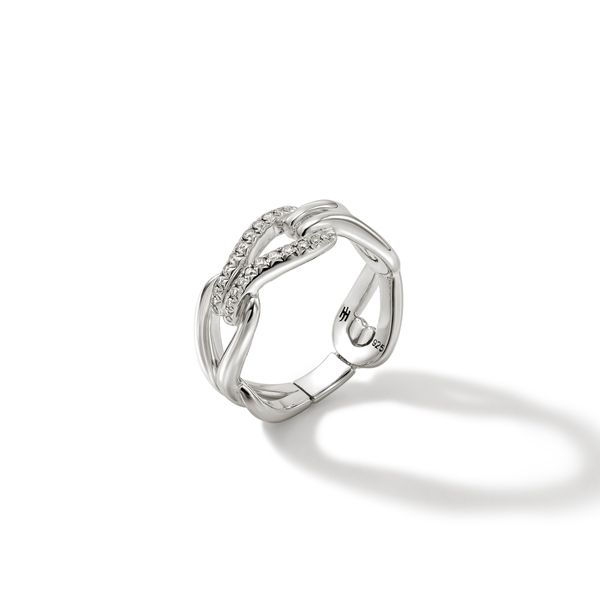 John Hardy Sterling Silver Surf Diamond Pave Ring .14CTW Size 7 Image 3 Bradley's Jewelers Jacksonville, NC