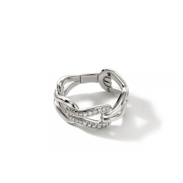 John Hardy Sterling Silver Surf Diamond Pave Ring .14CTW Size 7 Bradley's Jewelers Jacksonville, NC
