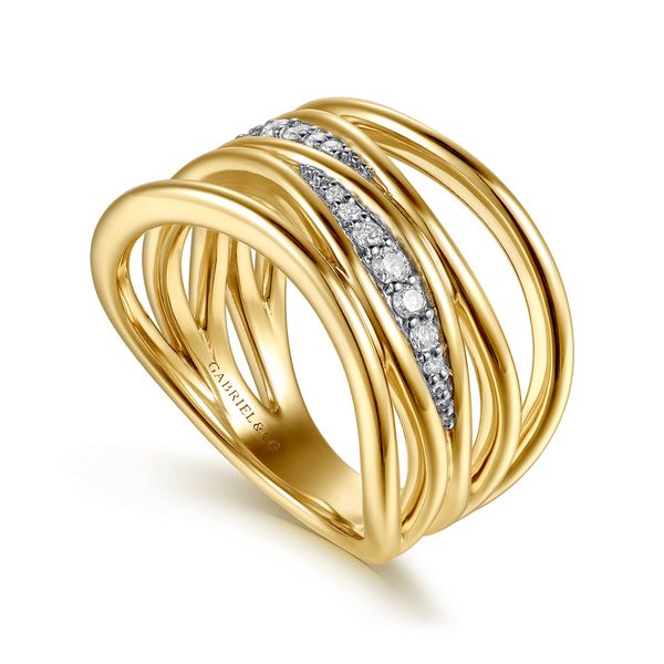 Gabriel & Co. 14K Yellow Gold 0.17 Ctw Diamond Stackable Ring Image 3 Bradley's Jewelers Jacksonville, NC