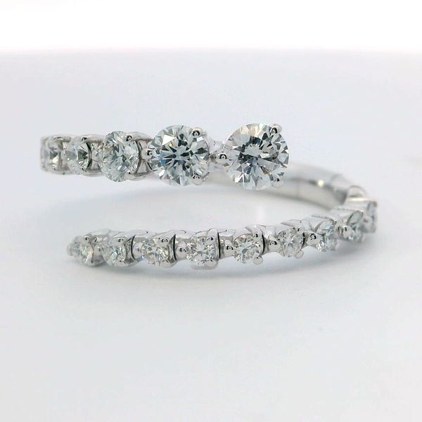 18K White Gold 0.80 CTW Diamond Bypass Coil Fashion Ring Bradley's Jewelers Jacksonville, NC