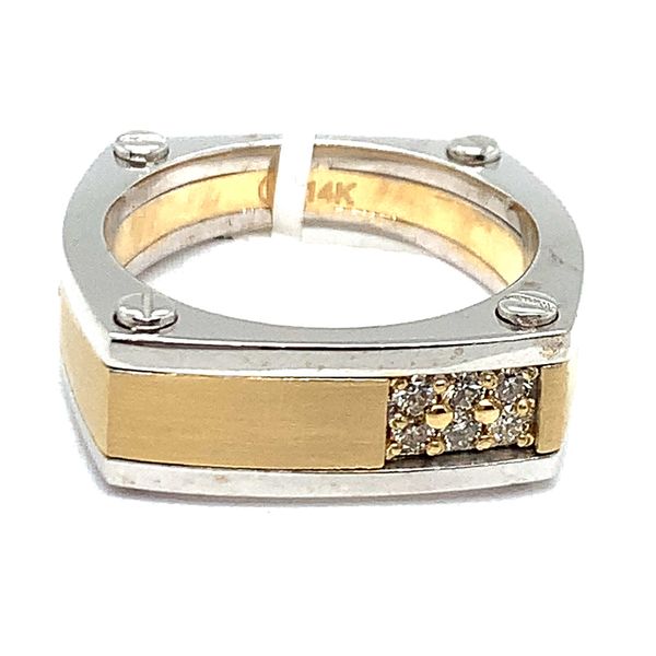 Men’s 14K Yellow & White Gold Diamond Pavé Ring .20 CTW Four-Sided Top Bradley's Jewelers Jacksonville, NC