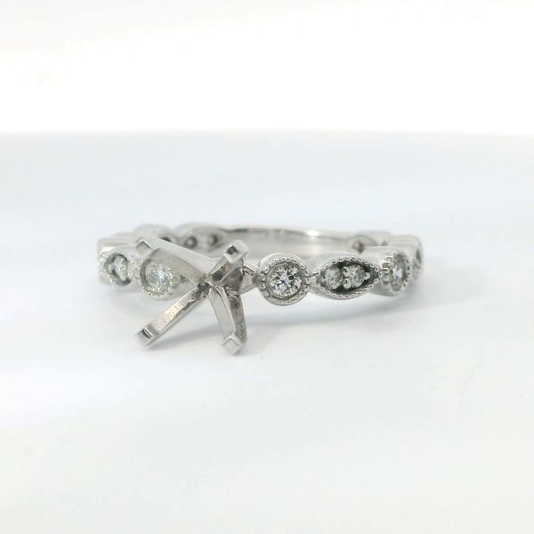 14K White Gold .40 CTW Diamond Stackable Semi-Mount Ring Image 3 Bradley's Jewelers Jacksonville, NC