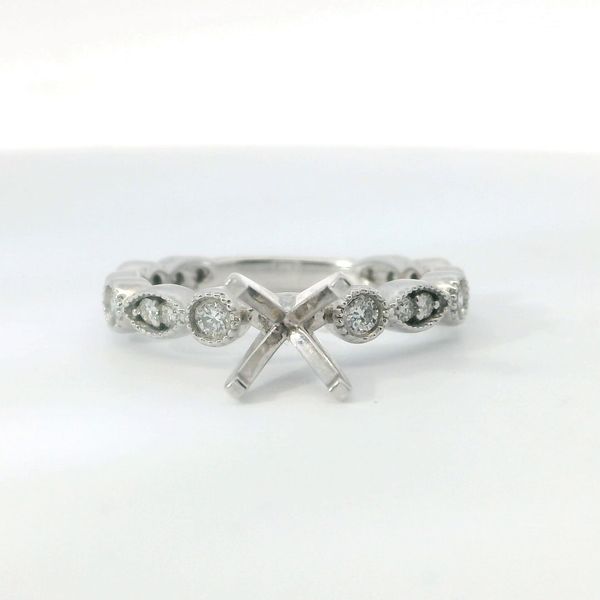 14K White Gold .40 CTW Diamond Stackable Semi-Mount Ring Bradley's Jewelers Jacksonville, NC
