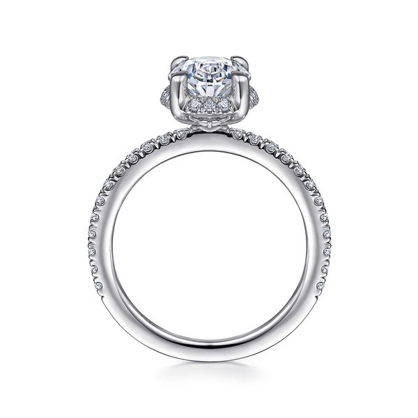 Gabriel & Co 14K White Gold Oval Hidden Halo Semi Mount Ring .37CTW Image 2 Bradley's Jewelers Jacksonville, NC