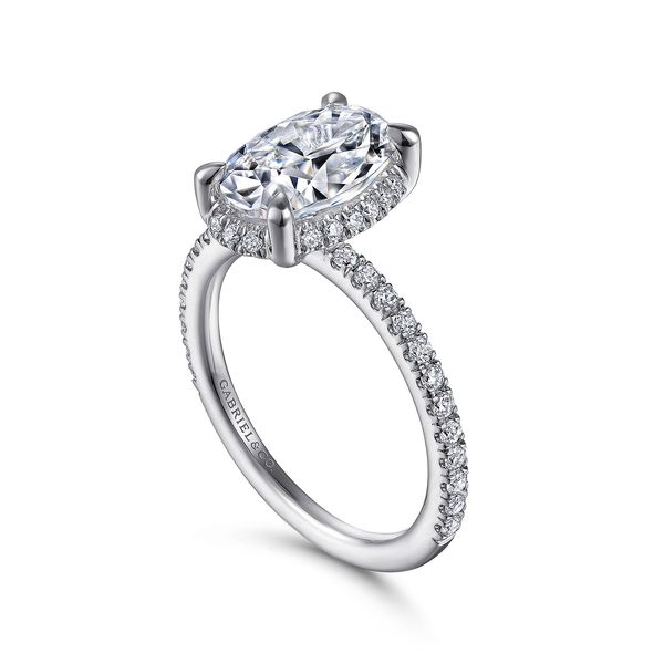Gabriel & Co 14K White Gold Oval Hidden Halo Semi Mount Ring .37CTW Image 3 Bradley's Jewelers Jacksonville, NC