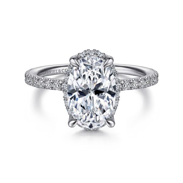 Gabriel & Co 14K White Gold Oval Hidden Halo Semi Mount Ring .37CTW Bradley's Jewelers Jacksonville, NC