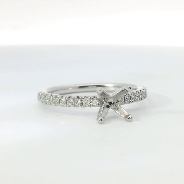 14K White Gold .20 CTW Diamond Prong Set Semi-Mount Ring Image 2 Bradley's Jewelers Jacksonville, NC