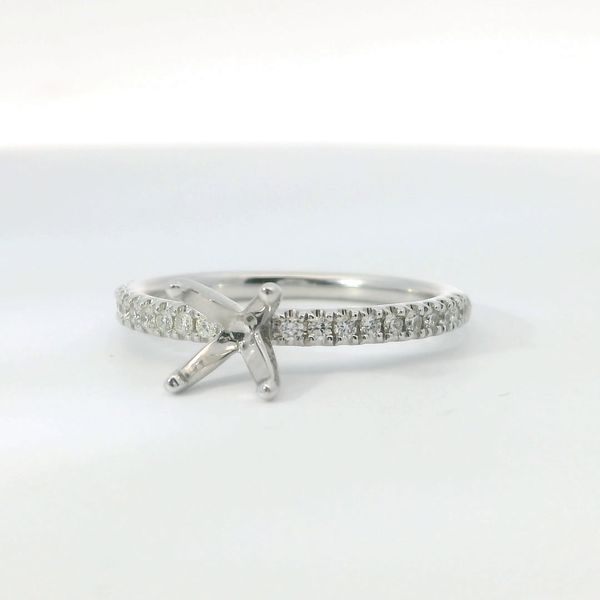 14K White Gold .20 CTW Diamond Prong Set Semi-Mount Ring Image 3 Bradley's Jewelers Jacksonville, NC