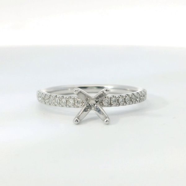 14K White Gold .20 CTW Diamond Prong Set Semi-Mount Ring Bradley's Jewelers Jacksonville, NC