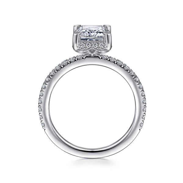 Gabriel & Co 14K White Gold Emerald Hidden Halo Semi Mount Ring .27CTW Image 2 Bradley's Jewelers Jacksonville, NC