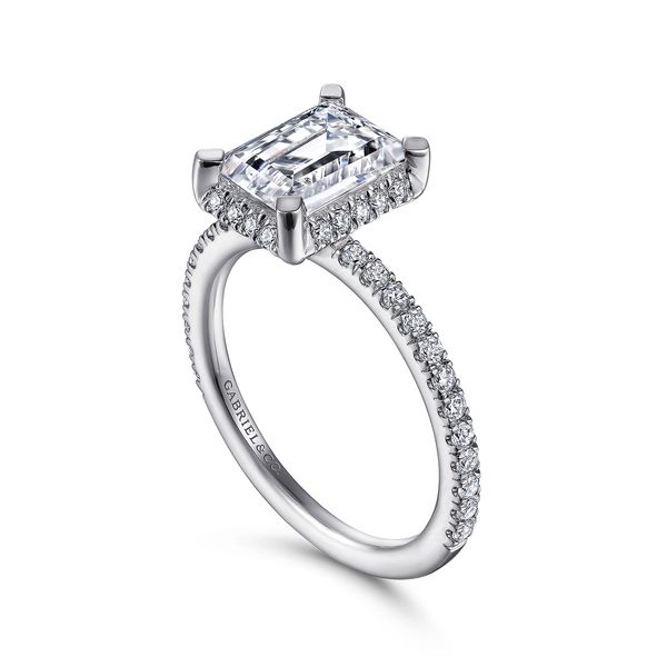 Gabriel & Co 14K White Gold Emerald Hidden Halo Semi Mount Ring .27CTW Image 3 Bradley's Jewelers Jacksonville, NC