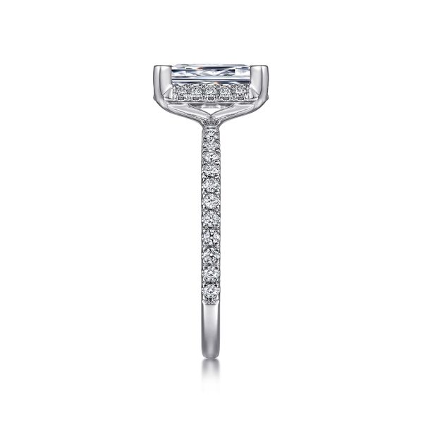 Gabriel & Co 14K White Gold Emerald Hidden Halo Semi Mount Ring .27CTW Image 5 Bradley's Jewelers Jacksonville, NC